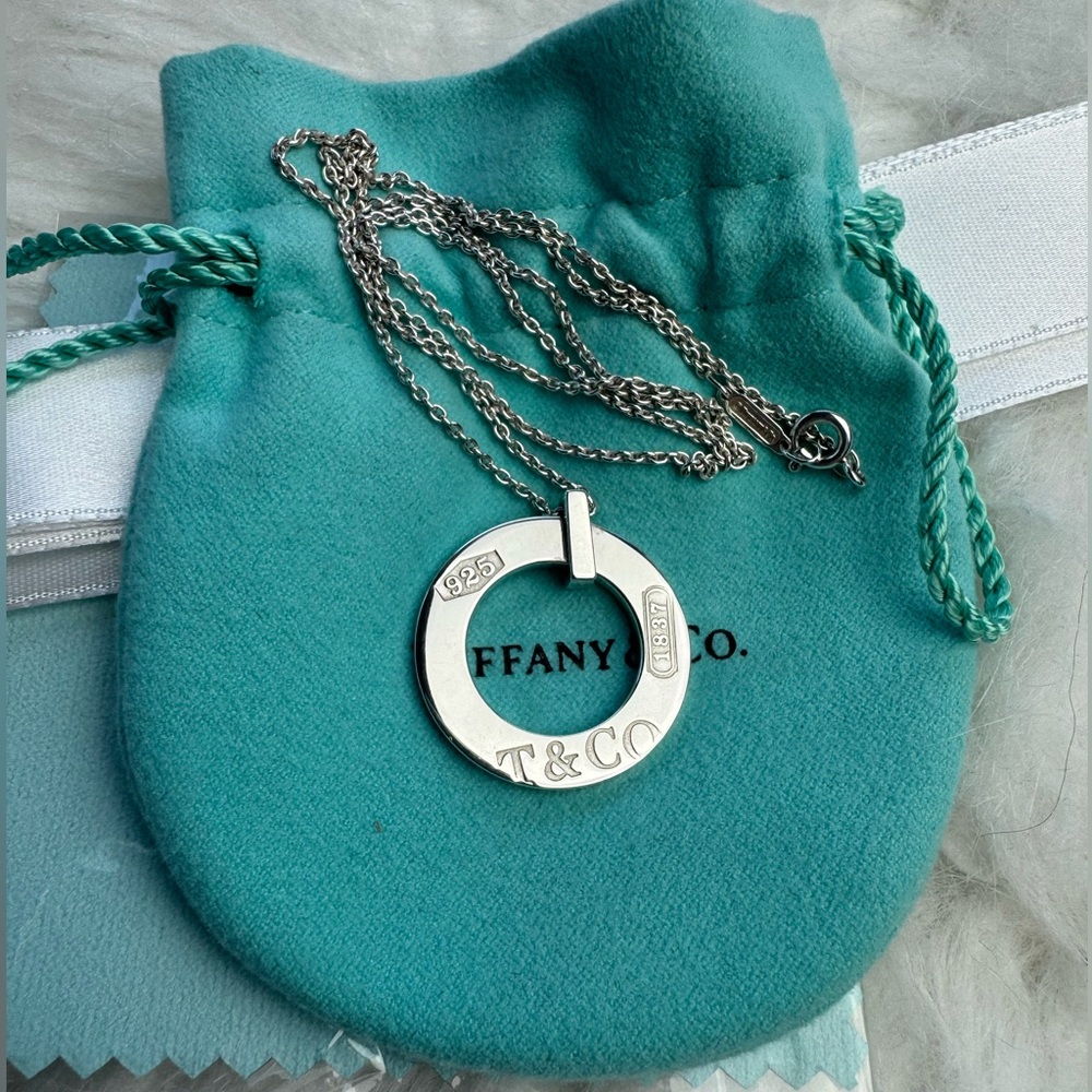 Tiffany & Co. Silver Circular 1837 Pendant Necklace